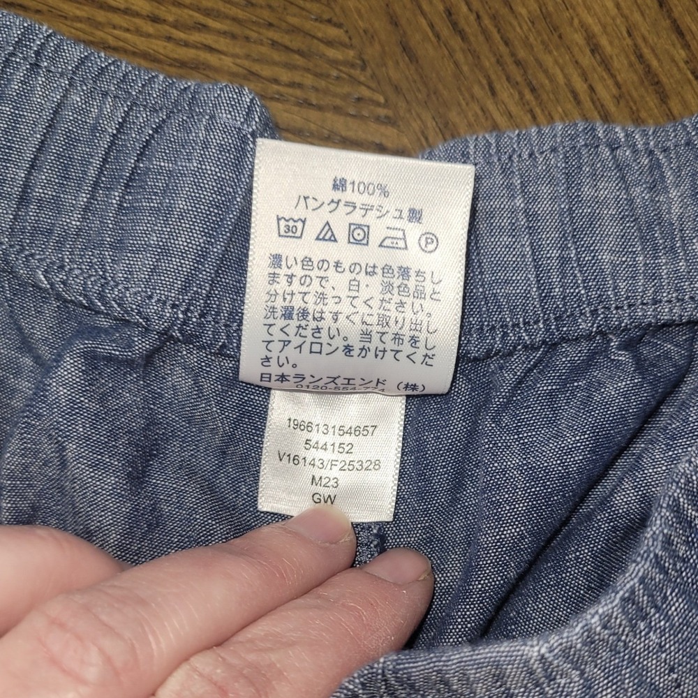 Lands End Mens Blue Cotton Chambray Pajama Pants‎ Lg 36-38 Waist 544152 - Picture 3 of 7